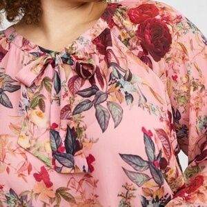 Torrid | Crinkle Chiffon Raglan Tie Front Blouse | Size 0 (L/12)